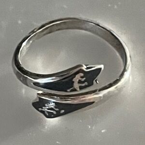 SIAM Sterling Niello Ring – Size 4.5 – Thai Mythology Dancer Design